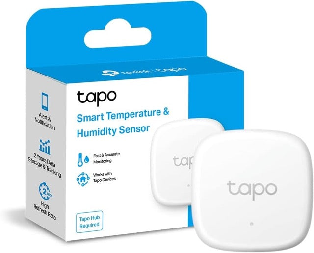 TP-Link Tapo Smart Temperature and Humidity Sensor, Requires Tapo Hub, High-Accuracy Swiss-Made Sensor, Real-Time Notifications, Free Data  Storage, Long-Lasting Performance