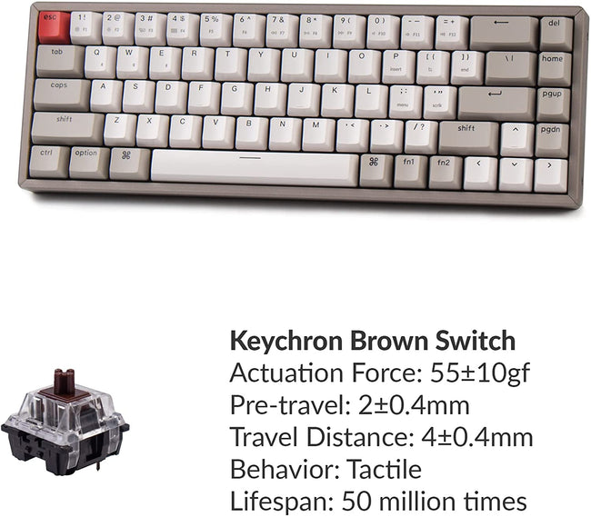 Keychron K6 68-Key Hot-Swappable Wireless Bluetooth/USB Wired