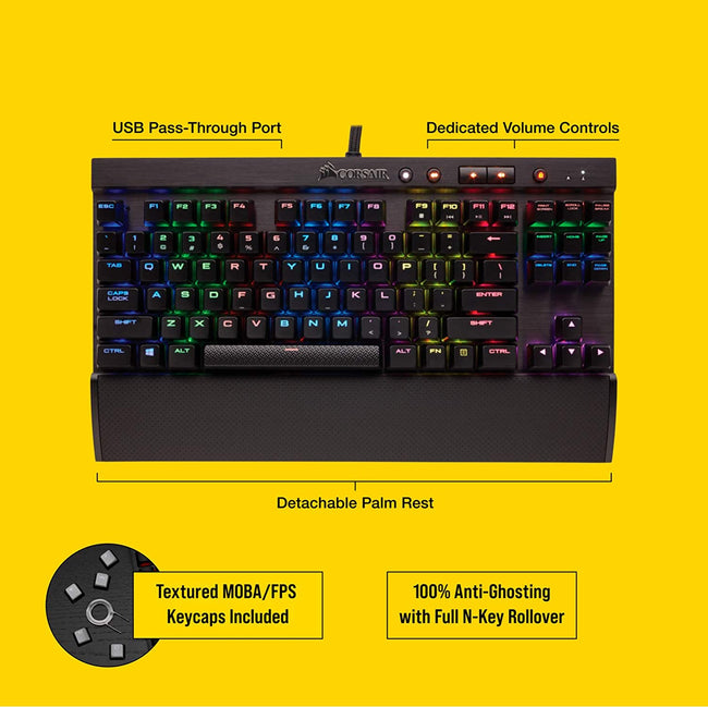 CORSAIR K70 LUX RGB Mechanical Gaming Keyboard - USB Passthrough & 2024 Media Control