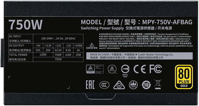 Cooler Master PSU V750 Gold V2 Full Modular,750W, 80+ Gold