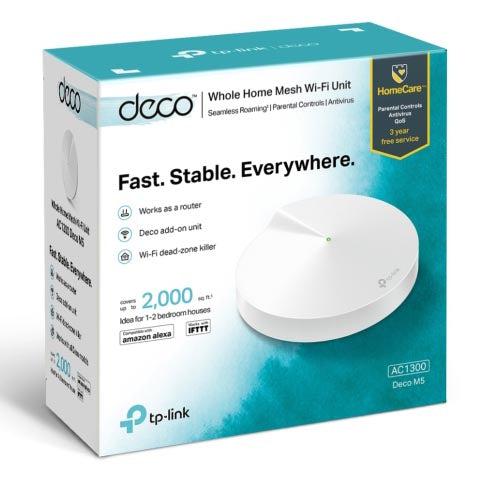 TP-Link Deco Mesh WiFi System(Deco M5) –Up to 5,500 sq. ft. Whole Home  Coverage and 100+ Devices,WiFi Router/Extender Replacement, Anitivirus,  3-pack