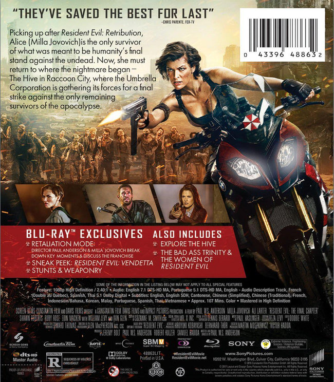 The Resident Evil: Final Chapter (Blu-ray)